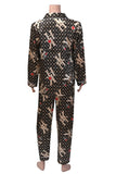 Pretty and patterned pajama silk suit- color