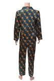 Pretty and patterned pajama silk suit- color